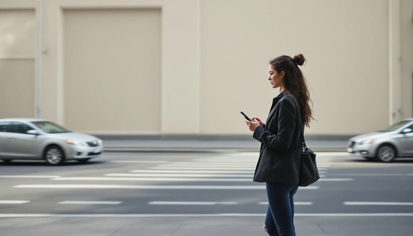 Tres carros distintos esperando en una calle de ciudad, vistos desde la banqueta